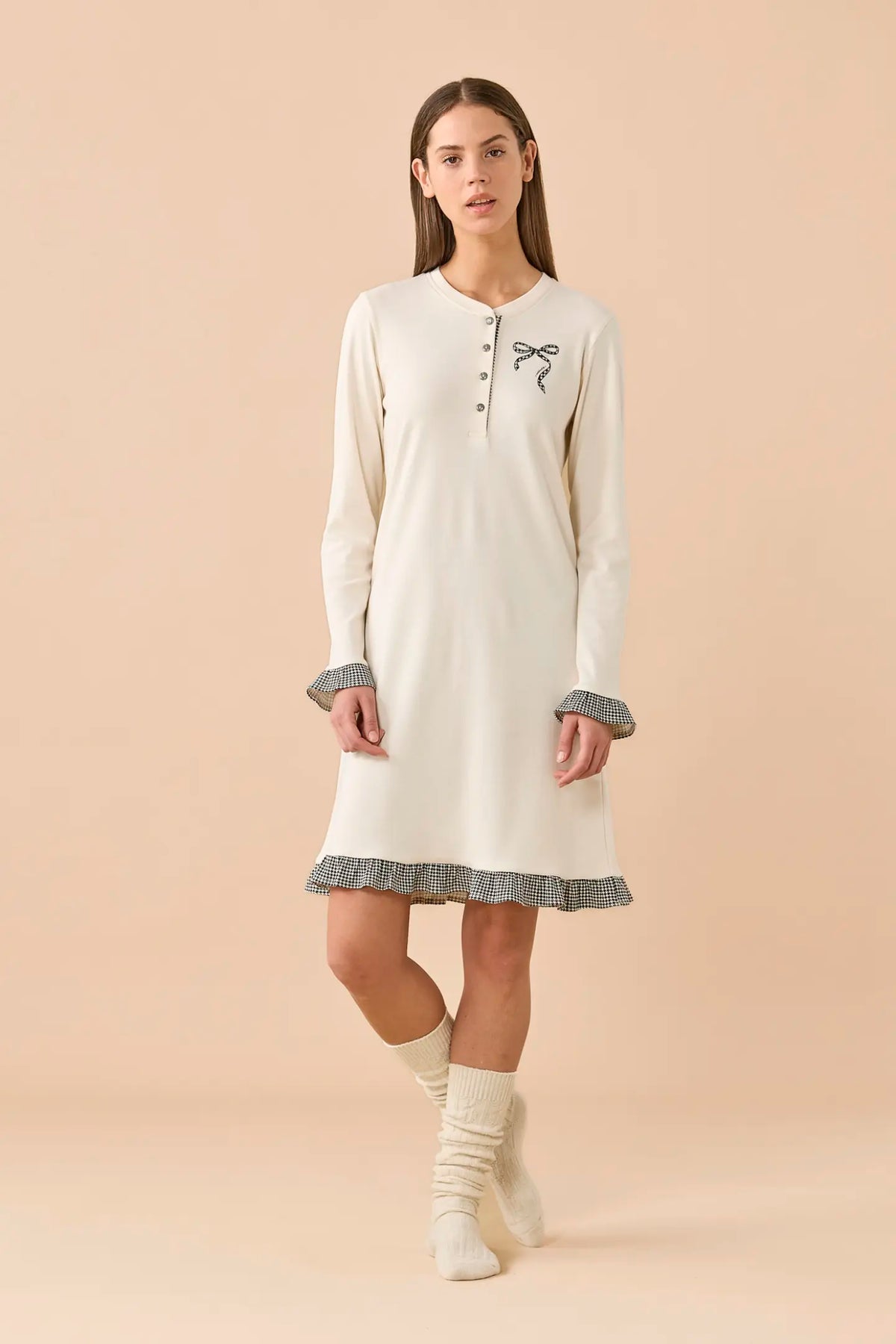 CAMICIA DA NOTTE DONNA  " Noi Di Notte" in caldo cotone